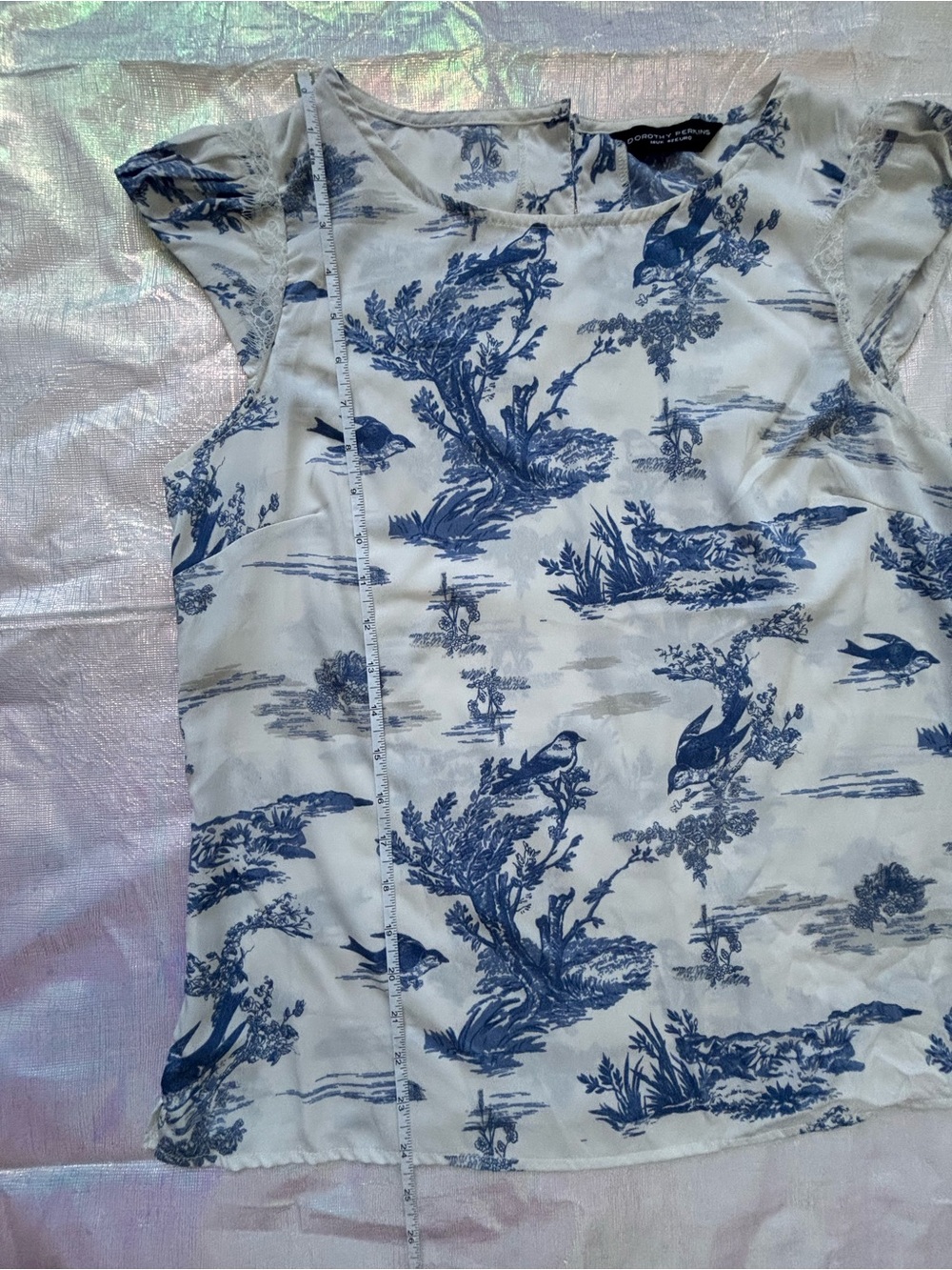 Dorothy Perkins White Top with Blue Toile Print - Picture 10 of 12